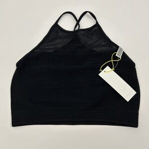 BCBGENERATION Women XS/S Black Ribbed‎ Mesh High Neck Bralette Top SKU 60012